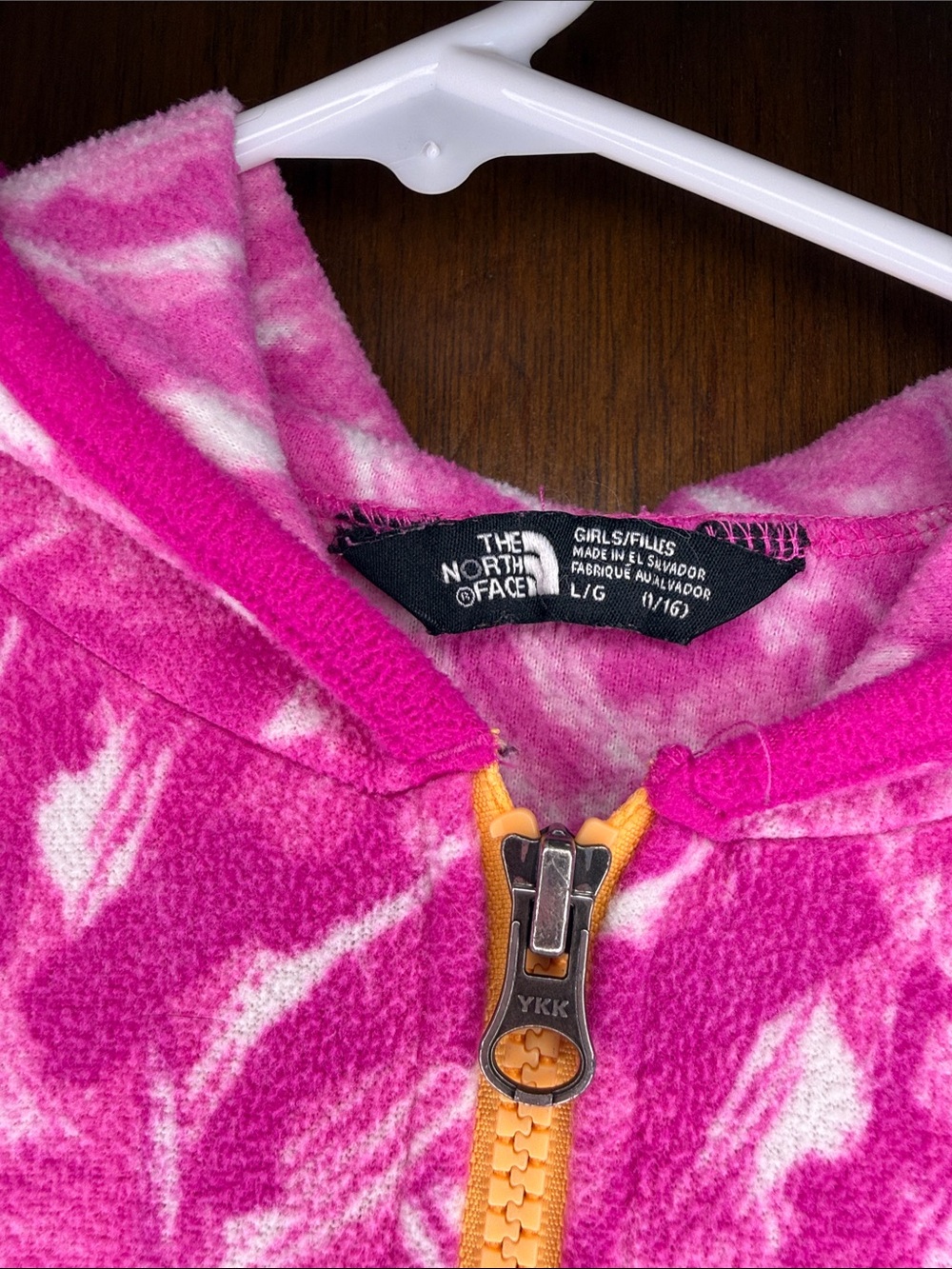 The North Face Girls' Hot Pink & Yellow Hooded Swim Rashguard - Picture 3 of 7
